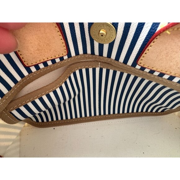 NWOT DB Dooney & Bourke blue and white striped top handle crossbody - Picture 7 of 8